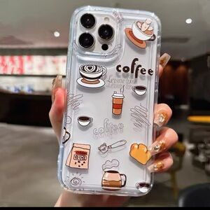 Multicolor Casual Coffee TPU Anti-Fall Clear Phone Case For iPhone 16 Pro
